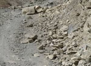 Rockfall  near Sanahin village blocks main road to Yerevan