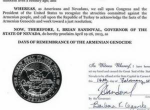 В Неваде объявлена неделя памяти жертв Геноцида армян