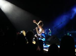 On the stage without shoes