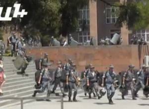 Police forces gathered in Baghramyan Avenue