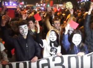 Шествие Anonymous: "Шант, свободная, независимая Армения, свобода политзаключенным"