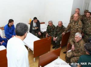Serzh Sargsyan and Bako Sahakyan visit military unit and hospital