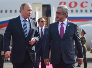 Serzh Sargsyan welcomes Vladimir Putin