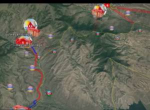 На карте указаны гражданские населенные пункты, оказавшиеся под прицелом вооруженных сил Азербайджана