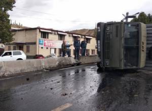 KamAZ car turned over at Myasnikyan Avenue