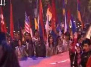 Torchlight procession march