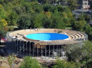 Can a dophin tank be built near a cemetery?