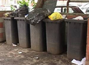 City center covered with trash