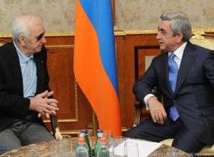 Serzh Sargsyan receives Charles Aznavuor