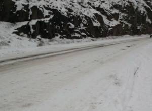 Some roads covered with ice