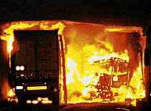 Truck loaded with cognac on fire in Georgia