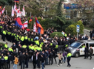 Tense situation in front of Turkish embassy in Tbilisi