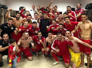 Հայաստանի հավաքականի հանդերձարանը՝ հաղթանակից հետո