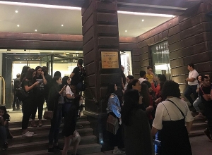 Kim Kardashian fans waiting for her in front of Alexander Hotel