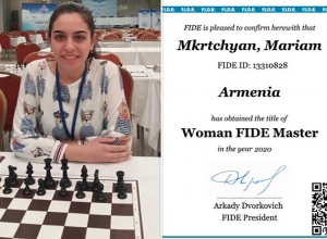ՖԻԴԵ-ն նոր կոչում է շնորհել 16-ամյա շախմատիստուհի Մարիամ Մկրտչյանին
