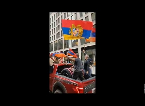 Demonstration and car protest rally by Armenian community in New York City
