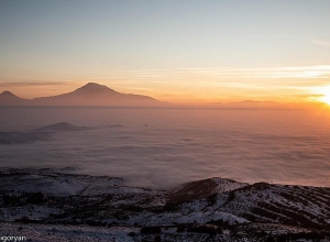 Процесс застаивания холодного воздуха и тумана на Араратской долине