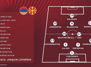 Стартовый состав сборной Армении по футболу в матче против Северной Македонии