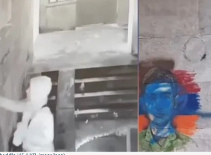 Տեսանյութում երեւում է, ինչպես է մի կին ներկում 44-օրյա պատերազմի մասնակիցների դիմանկարները․ նա ձերբակալվել է