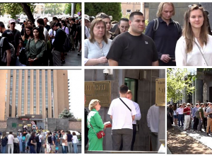 Ուղիղ կեսօրին, այնուամենայնիվ, բազմամարդ էր ՌԴ դեսպանատան դիմաց․ ինչո՞ւ էին եկել ՌԴ քաղաքացիները